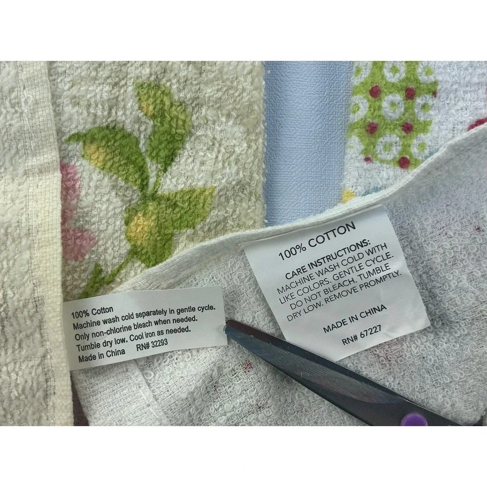 Hanging Kitchen Towels Lot 6 Crochet Top Floral Birds Cotton Handmade Style